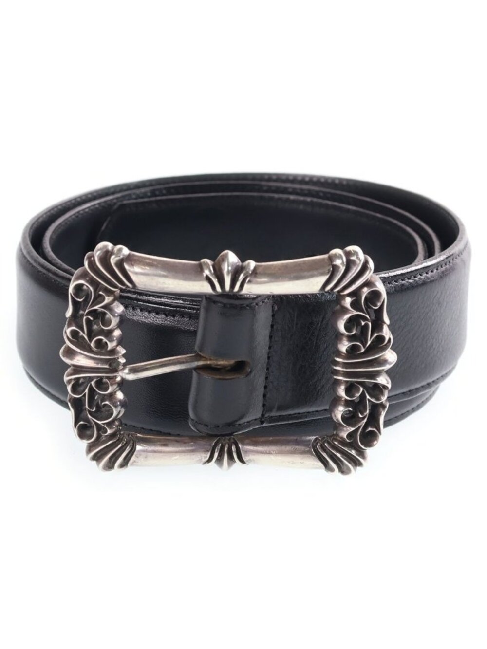 Chrome Hearts Blt Filigree Otj Buckle Leather Belt Silver